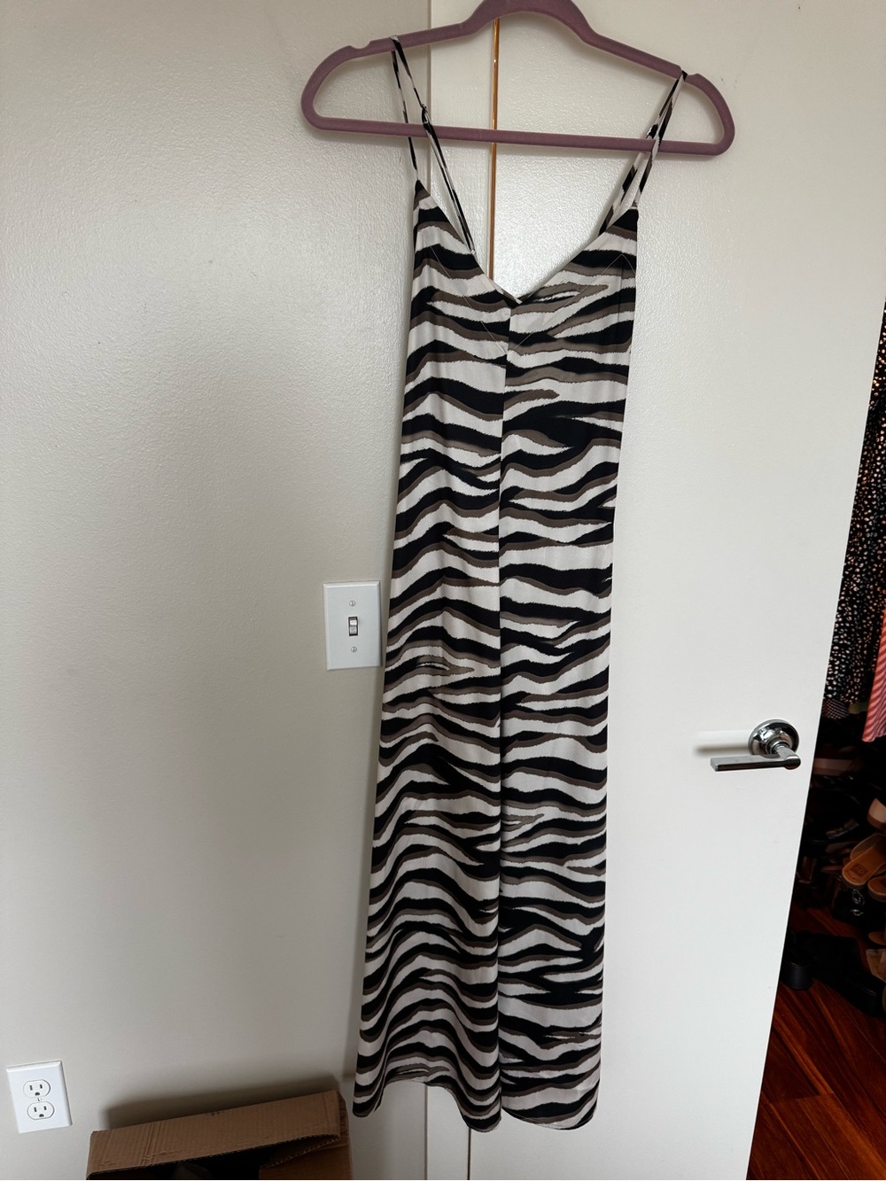 Banana Republic Zebra Stripe Slip Dress — Black & Cream